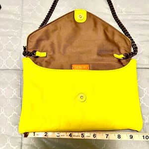 J. Crew Leather Envelope Clutch with Chain Strap 77388 Yellow /Genuine Leather